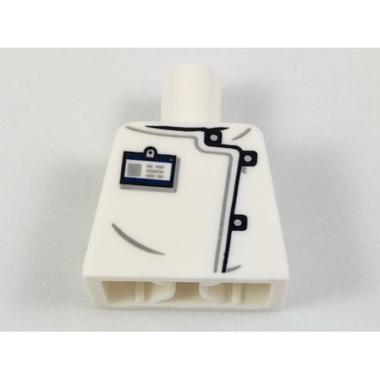 Torso Lab Coat with Black and Silver Clasps, ID Badge Pattern