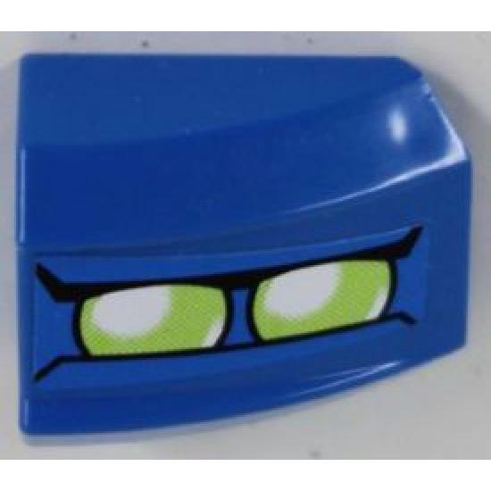 Slope, Curved 2 x 2 Lip with Lime Double Headlights Pattern Model Left Side (Sticker) - Set 8118
