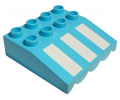 Duplo, Building Roof Sloped 33 4 x 4 with Awning Overhang and 3 White Stripes Short Pattern