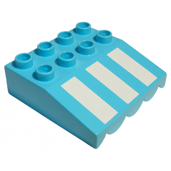 Duplo, Building Roof Sloped 33 4 x 4 with Awning Overhang and 3 White Stripes Short Pattern