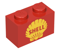 Brick 1 x 2 with Shell Logo II Pattern