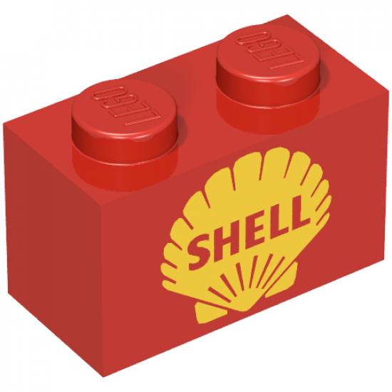 Brick 1 x 2 with Shell Logo II Pattern