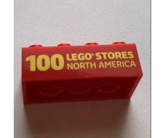 Brick 2 x 4 with '100 LEGO STORES NORTH AMERICA' Pattern