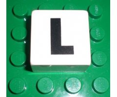 Duplo, Tile 2 x 2 x 1 with Black Capital Letter L Pattern