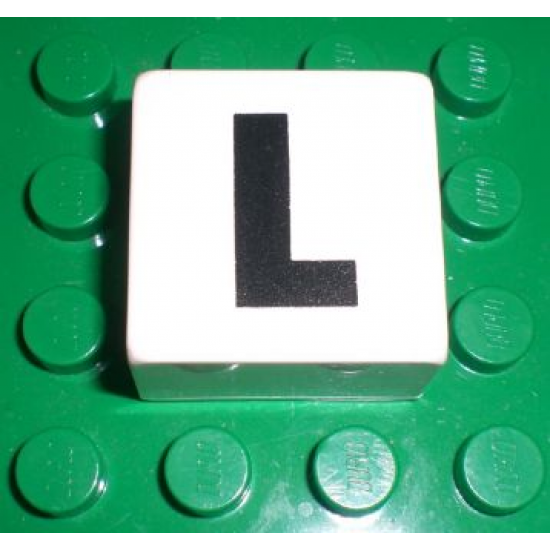 Duplo, Tile 2 x 2 x 1 with Black Capital Letter L Pattern