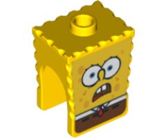 Minifigure, Head, Modified SpongeBob SquarePants with Open Downturned Mouth Pattern