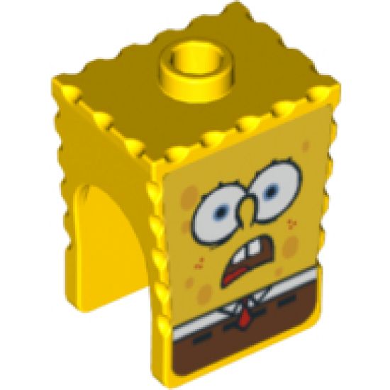 Minifigure, Head, Modified SpongeBob SquarePants with Open Downturned Mouth Pattern