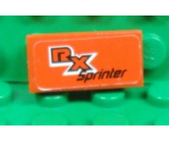 Tile 1 x 2 with 'RX Sprinter' Pattern (Sticker) - Set 8655