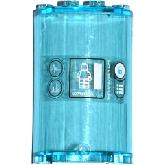 Cylinder Half 2 x 4 x 5 with 1 x 2 Cutout with Medical Graphs, Minifigure on Screen, 'CLS', Lock and Keypad Pattern (Sticker) - Set 70173