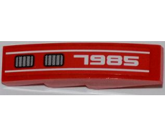 Slope, Curved 4 x 1 with White '7985' and Double Grille Pattern Model Left (Sticker) - Set 7985