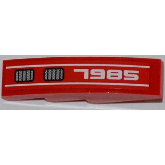 Slope, Curved 4 x 1 with White '7985' and Double Grille Pattern Model Left (Sticker) - Set 7985