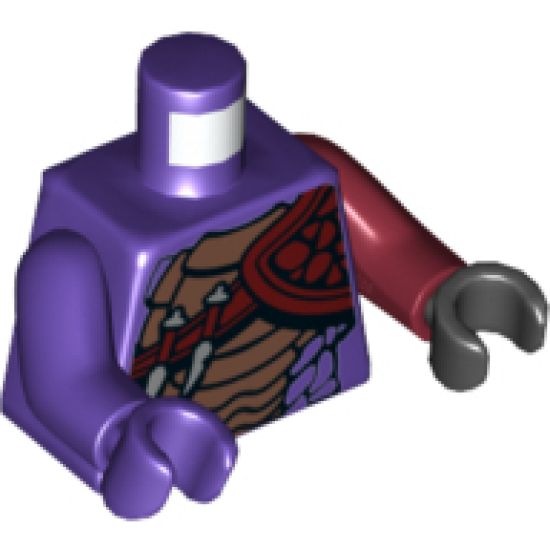 Torso Ninjago Snake with Black and Copper Scales, Knives and Shoulder Pad Pattern / Dark Red Arm and Black Hand Left / Dark Purple Arm and Hand Right