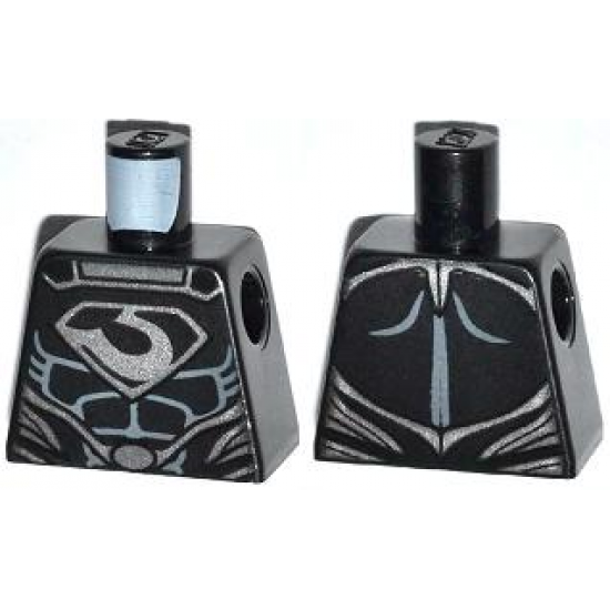 Torso Shirt with Muscles, Zod Silver Chest Emblem and Oval Belt Buckle Pattern