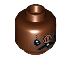 Minifigure, Head Alien with SW Kabe, White Fangs, Nose with 4 Nostrils, Open Mouth Pattern - Hollow Stud