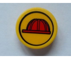 Road Sign 2 x 2 Round with Clip with Red Construction Helmet Pattern (Sticker) - Set 7243