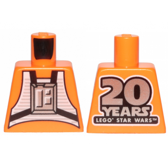 Torso SW Rebel Pilot with '20 YEARS LEGO STAR WARS' on Back Pattern