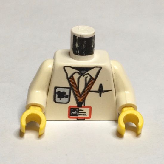 Torso Studios Cameraman ID, Logo, Pen and Clapboard on Back Pattern / White Arms / Yellow Hands
