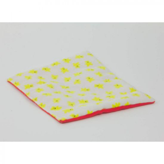 Duplo, Doll Cloth Blanket with Yellow Bow / Reverses to Yellow Teddy Bear on White Background Pattern