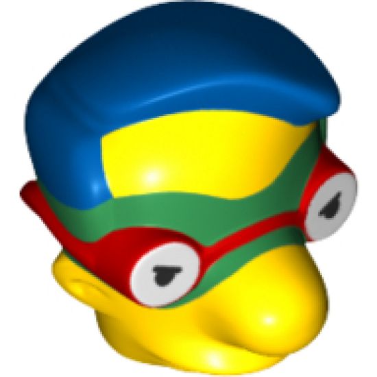 Minifigure, Head, Modified Simpsons Milhouse Van Houten with Green Mask Pattern