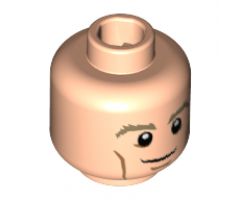 Minifigure, Head Dark Tan Eyebrows, White Pupils, Cheek Lines, Smile Pattern (Manuel Neuer) - Hollow Stud