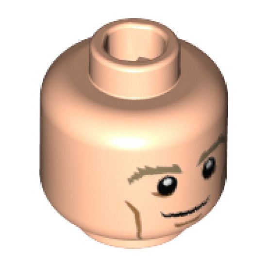 Minifigure, Head Dark Tan Eyebrows, White Pupils, Cheek Lines, Smile Pattern (Manuel Neuer) - Hollow Stud