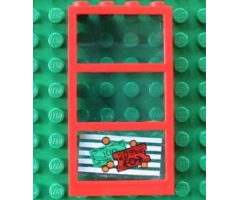 Window 1 x 4 x 6 Frame with 3 Panes, Fixed Glass with Trans-Light Blue Glass with Money and Red Ticket Right Pattern (Sticker) - Set 4556