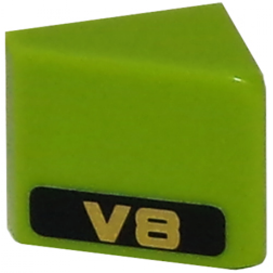 Slope 30 1 x 1 x 2/3 with Gold 'V8' on Black Background Pattern Model Right Side (Sticker) - Set 8147