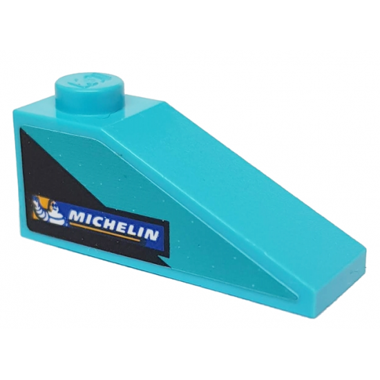 Slope 33 3 x 1 with Black Triangle and Michelin Logo on Medium Azure Background Pattern Model Right Side (Sticker) - Set 76898