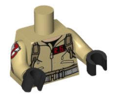 Torso Ghostbusters Jumpsuit with 'R.S.' ID Badge and Straps on Reverse Pattern / Tan Arms with Ghostbusters Pattern / Black Hands