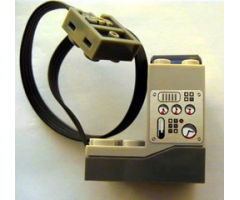 Electric Power Functions Receiver Unit with Dark Bluish Gray Bottom with Gauges Pattern on Both Sides (Stickers) - Set 3677