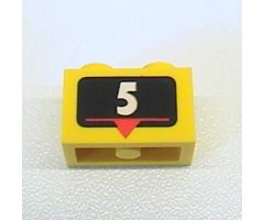 Brick 1 x 2 with White Number 5 Marker Pattern