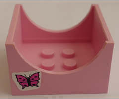 Container Box 4 x 4 x 2 Bottom with Semicircle Cutout Ends with Butterfly Pattern on Both Sides (Stickers) - Set 6547
