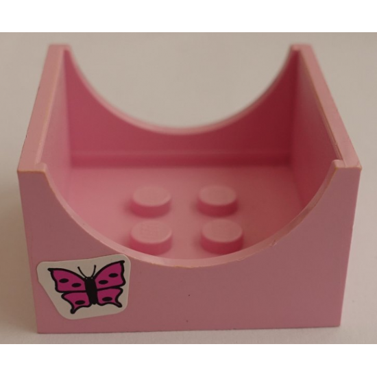 Container Box 4 x 4 x 2 Bottom with Semicircle Cutout Ends with Butterfly Pattern on Both Sides (Stickers) - Set 6547