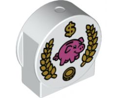 Duplo, Brick 1 x 3 x 2 Round Top, Cut Away Sides with Piggy Bank Pattern