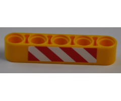 Technic, Liftarm 1 x 5 Thick with Red and White Danger Stripes Pattern (Sticker) - Set 8421