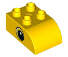 Duplo, Brick 2 x 3 with Curved Top and Large Circled Eye Pattern on Both Sides