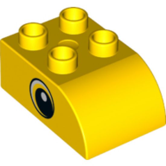 Duplo, Brick 2 x 3 with Curved Top and Large Circled Eye Pattern on Both Sides