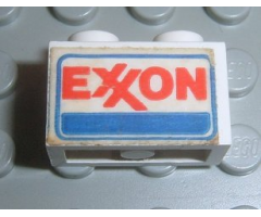 Brick 1 x 2 with Exxon Logo Pattern on Both Sides (Stickers) - Set 6375-2