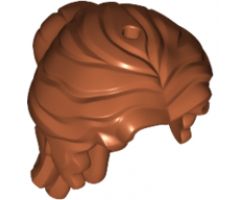 Minifigure, Hair Female Mid-Length Wavy, Pulled Back with Partial Bun, Side Bangs, Hole on Top
