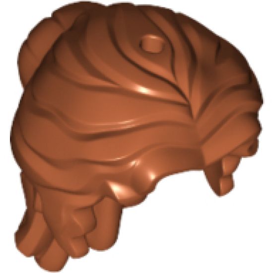 Minifigure, Hair Female Mid-Length Wavy, Pulled Back with Partial Bun, Side Bangs, Hole on Top