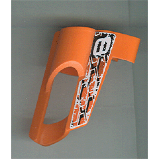Technic, Panel Fairing # 6 Small Short, Large Hole, Side B with Number 8, White, Black and Orange Pattern (Sticker) - Set 8471