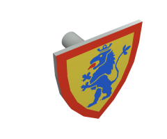 Minifigure, Shield Triangular with Lion Standing Blue on Yellow Background Pattern