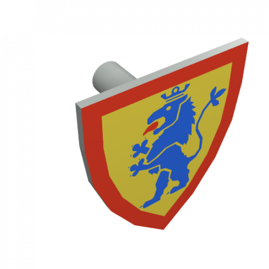 Minifigure, Shield Triangular with Lion Standing Blue on Yellow Background Pattern