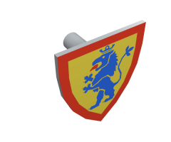 Minifigure, Shield Triangular with Lion Standing Blue on Yellow Background Pattern