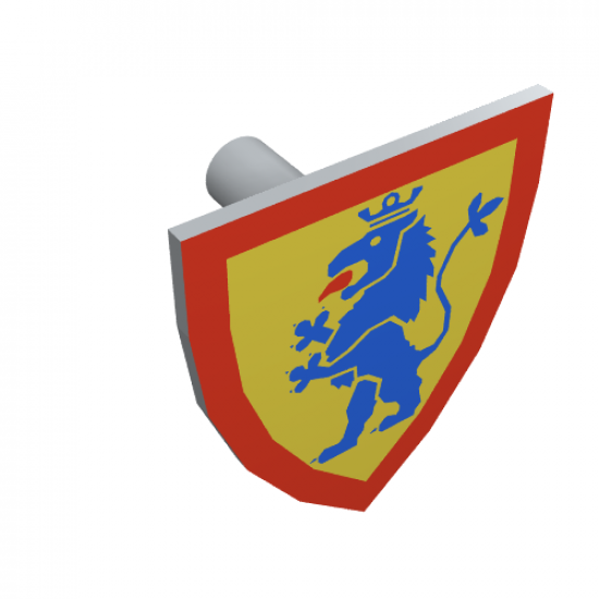 Minifigure, Shield Triangular with Lion Standing Blue on Yellow Background Pattern