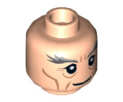 Minifigure, Head LotR Gandalf Thick Gray Eyebrows, Cheek Lines and Wrinkles Pattern - Hollow Stud