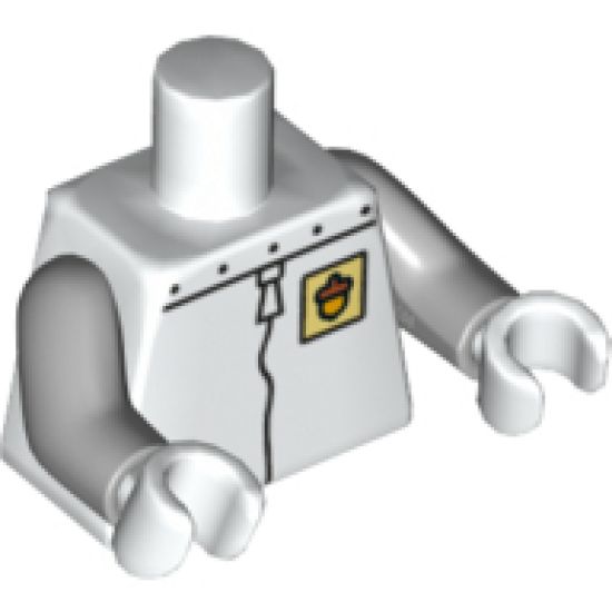 Torso SpongeBob with Riveted Collar and Lime Acorn Badge Pattern / Light Bluish Gray Arms / White Hands