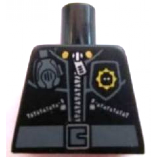 Torso Police 3 Zippers, Minifigure Head Badge, Radio and Belt Pattern (Pattern on Front Only)