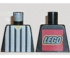Torso Soccer Referee Vertical White Stripes and LEGO Logo Back Pattern