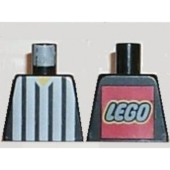 Torso Soccer Referee Vertical White Stripes and LEGO Logo Back Pattern